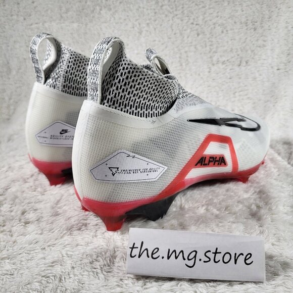 Nike Alpha Menace Elite 3 White/Red Mens Sz 8.5 Football Cleats CT6648-103 - Picture 3 of 7